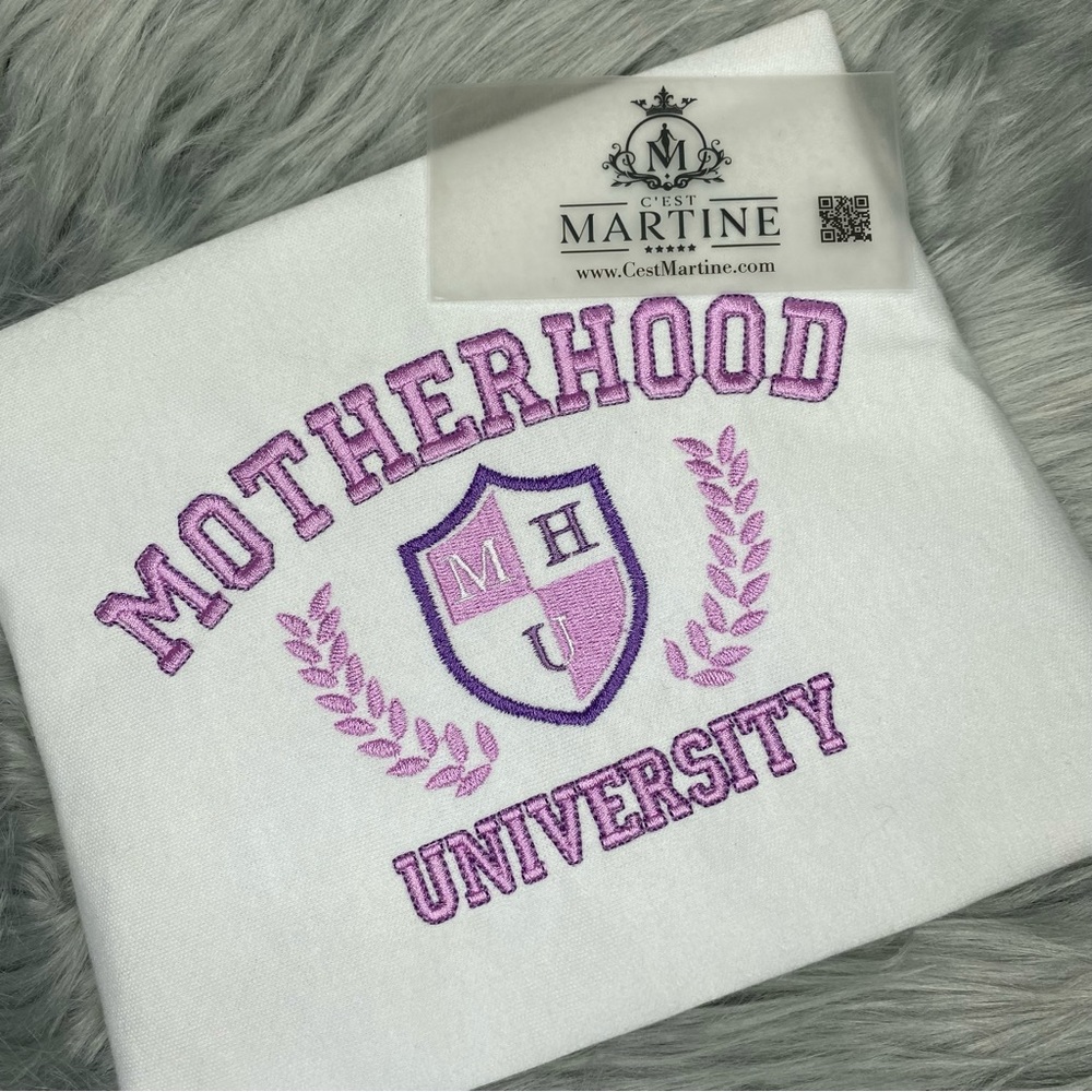 Motherhood University , Embroidered Crewneck T-Shirt